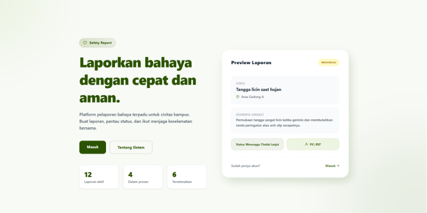 Safety Report :  Perancangan Media Digital untuk Belajar Mengenali dan Melaporkan Bahaya di Area Kerja